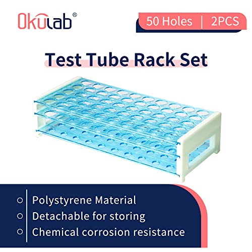 Detachable Plastic Tube Rack Set, 2pcs, Suitable for Tubes of Dia.≤17mm, 50 Holes Test Tube Holder, for Classroom, Lab,TTRP50A2 - size: 2 Pcs of 50 Holes,for Tubes of Dia.≤17mm