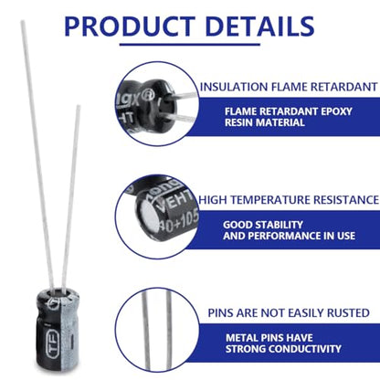 50 Pcs Electrolytic Capacitor 1uF 25V Aluminum Radial Electrolytic Capacitors - style: 25V 1uF