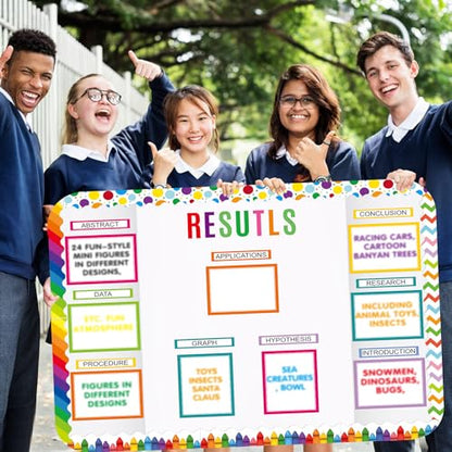 Sinload 92 Pcs Science Fair Board Supplies 60 Trim Scalloped Poster Boards 18 Presentation Subtitles 6 Project Titles 8 Letter Sticker for Classroom Display Boards(Colorful,Wave) - color: Colorful, style: Wave