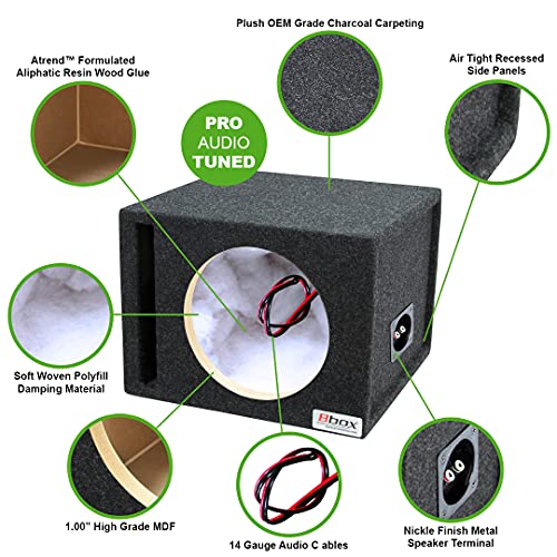 Atrend Bbox Car Pro Audio Speaker Enclosures 10” Single Vented Subwoofer/Speaker Enclosure High Grade MDF – Nickel Finish Speaker Terminals 18 Gauge Audio Cables - Improves Audio Quality, Sound & Bass - size: 10 inch, style: VENTED