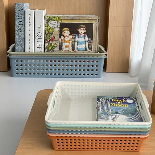 6 Pack Plastic Turn in Paper Trays for Classroom, Storage Bin Baskets, Boho - color: Boho