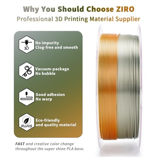 ZIRO Fast Gradient PLA, Sillk Multi Color Filament 1KG, Metallic Fusion - color: Metallic Fusion (Silky)