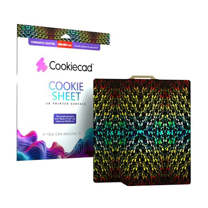 Cookiecad Cookie Sheet - Holographic 3D Printer Build Plate - Double Sided Reflective 3D Printer Bed, Flexible Spring Steel 3D Printer Platform (Chromatic Shatter, 235x235) - size: 235x235, style: Chromatic Shatter