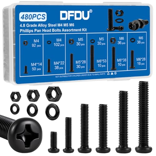480pcs M4 M5 M6 Pan Head Machine Screw Assortment Kit 14/22/28/38/53mm - size: M4M5M6 480PCS