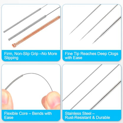 30PCS 3D Printer Nozzle Cleaning Kit, 0.2/0.4/0.5mm Steel Needles to Unclog