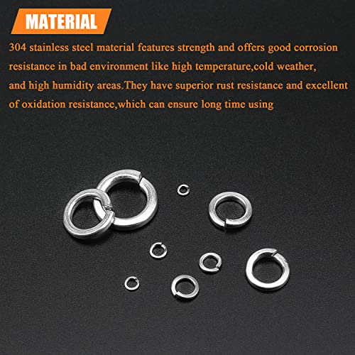 900 Pieces 304 Stainless Steel Spring Lock Washers for Screws Bolts, HELIFOUNER Lock Washers Assorted Kit, Stainless Steel Lock Washers, Lock Metal Washers (M2 M2.5 M3 M4 M5 M6 M8 M10 M12) - color: Silver, size: Lock Washers Assortment Kit