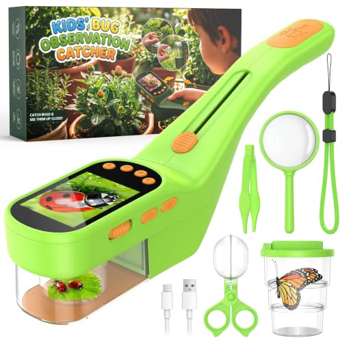 Bug Catcher for Kids,Kids Microscope,3-in-1 Insect Catching Kit for Kid - color: Green