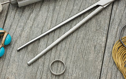 SE 10-Inch Stainless Steel Straight Forceps - Self-Locking, Serrated Tip for Precision Grip and Clamping - Perfect for Crafting, Fishing Tasks, Jewelry Making, and More! -610FS - size: 10", style: Straight