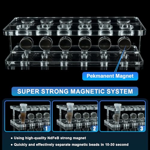 Compact Magnetic Separation Racks for Preliminary Magnetic Beads Purification, for for 1.5ml/2ml centrifuge Tubes, 12-Wells - size: 1.5ml/2ml 12-well