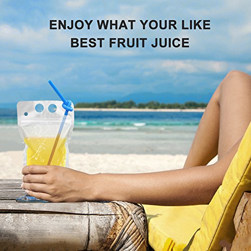 100 Pcs Drink Pouches with 100 Straw Holes - color: 100pcs Drink Pouches