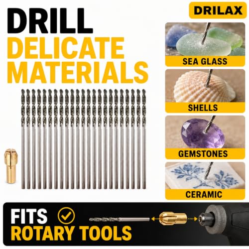Drilax Diamond Drill Bits 20-Pc 1.5mm Compatible with Dremel Bits - size: 1.5mm