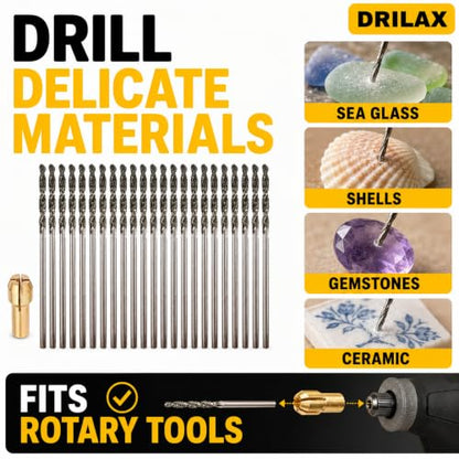Drilax Diamond Drill Bits 20-Pc 1.5mm Compatible with Dremel Bits - size: 1.5mm