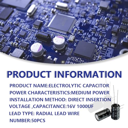 50 Pcs Electrolytic Capacitor 1000uF 16V Aluminum Radial Electrolytic Capacitors - style: 16V 1000uF