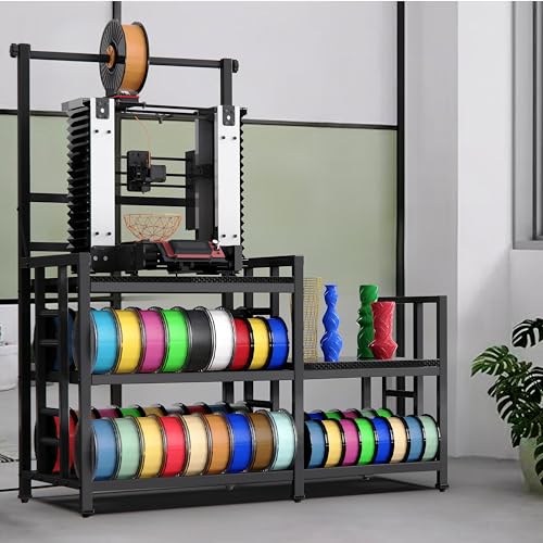 3D Printer Table with Filament Storage Printer Stand with Power Outlet,Heavy Duty 3D Printer Storage rack for ABS, PLA, TPU Filament Spools, Home Offices and Studios Carbon Fiber Black - color: Carbon Fiber Black