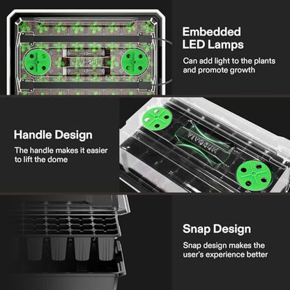 VIVOSUN 6-Pack Seed Starter Kit, 240-Cell Tray, 2 Set of LED Lights - size: 6-Pack 240-Cell, style: Trays with 2 Sets Lamps