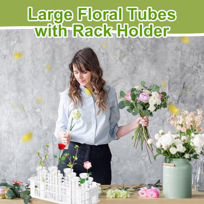 Willinglong 22 Pcs 60ml Large Floral Tube with Rack Holder Set for Milkweed