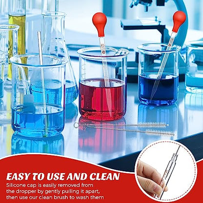 Weewooday 8 Pcs 10 ml Glass Droppers Pipettes with Rubber Bulb Stir Rod Red - color: Red, size: 10 ml