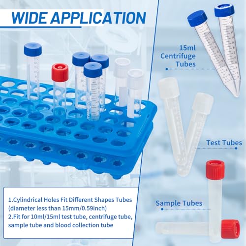 Test Tube Rack, Tube Holder with Silicone Pad, Blue, Pack of 1