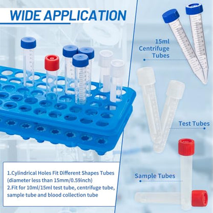 Test Tube Rack, Tube Holder with Silicone Pad, Blue, Pack of 1