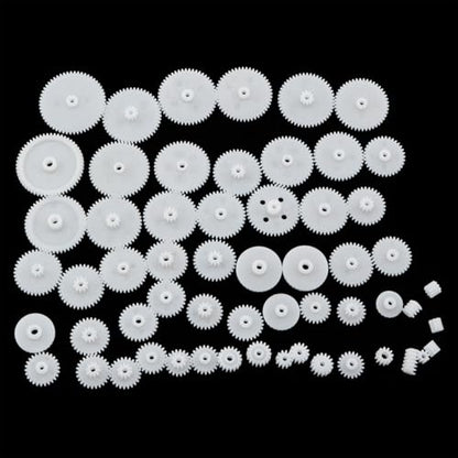 58PCS Micro Motor Gear Set Module 0.5 Plastic Gears Robotics Electronics Accessories Creative Mechanical Assembly Parts Kit for DC Motors Remote Controlled Cars DIY Handcrafted Models