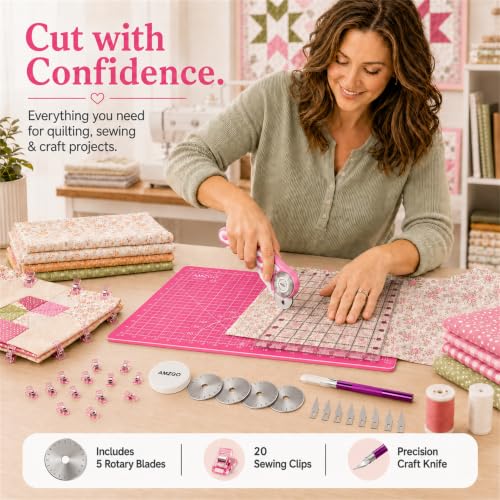 Rotary Cutter Set, 45mm Fabric Cutter - color: Pink