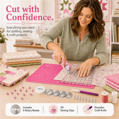 Rotary Cutter Set, 45mm Fabric Cutter - color: Pink