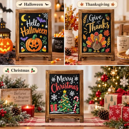 LotFancy 15"x12" Magnetic Chalk Board Sign, Small Tabletop Chalkboard Brown - color: Rustic Brown, size: 12"W x 15"H
