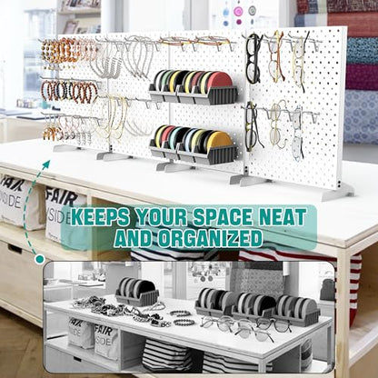 EVERHANGER Metal Pegboard Display Stand, Freestanding Tabletop Pegboard - color: White, size: 2pack 12"X16"