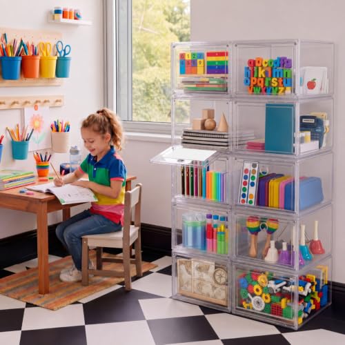 10-shelf Classroom Storage Organizer, Clear Drawer Bins
