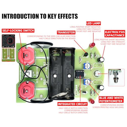 D2-5 Smart Tracking Car Kit, DIY Line Follower Robot Soldering Project, Automatic Trajectory Car STEM Practice Kit for Beginners Teens Students