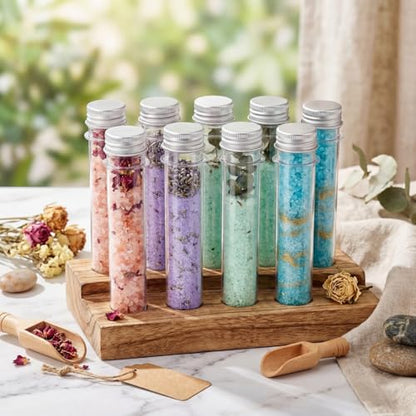 Xinnun 45 ml 200 Pcs Plastic Test Candy Tube Bulk Transparent Clear Bath Salt Tube Lid Plastic Vial Decor DIY Liquor Beading Seed Shampoo Hot Chocolate Spice Flower Storage Scientific Project Party