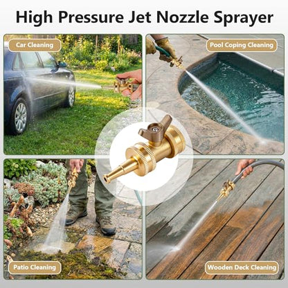 4 Pcs Brass Hose Nozzle Kit, High Pressure Jet & Spray Nozzles(2 Short Spray), Water Hoses Nozzle with 2 Easy Turn Brass Hose Shut off Valve, 3/4”GHT Connector for Garden, Extra 10 Rubber Washers - style: 2 Short Spray