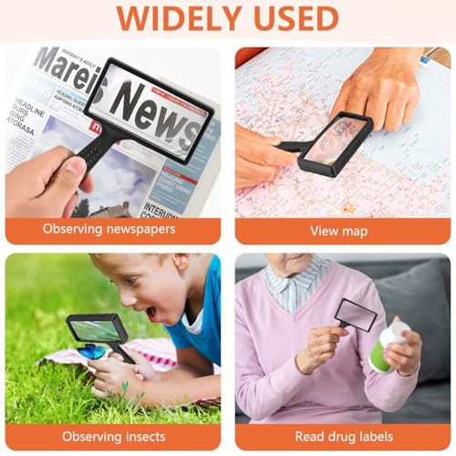 SenseYo 2 Pcs 5X Magnifying Glass Large Handheld Reading Magnifier with Scratch Resistant Glass Lens for Kids and Seniors Hobby Exploring Nature Exploration Scientific Activities - size: 2