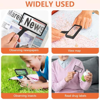 SenseYo 2 Pcs 5X Magnifying Glass Large Handheld Reading Magnifier with Scratch Resistant Glass Lens for Kids and Seniors Hobby Exploring Nature Exploration Scientific Activities - size: 2