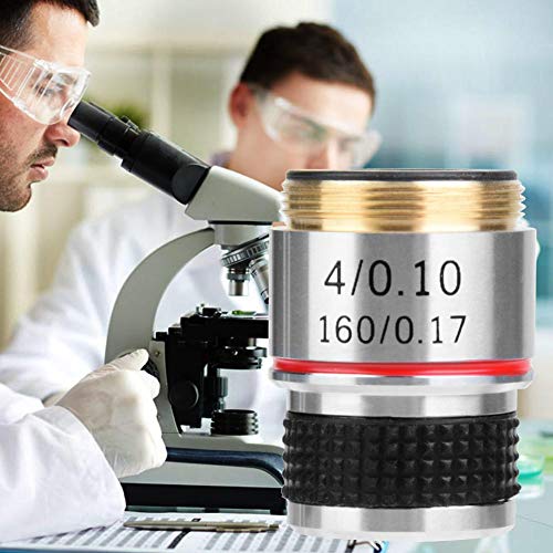 Microscope Lens,4X 185 Biological Microscope Achromatic Objectives Lens 160mm / 6.3inch 5×5×5cm Eliminate Unwanted Reflections