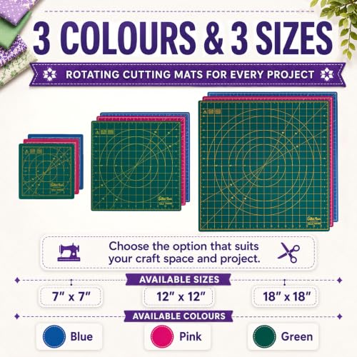 The Quilted Bear Rotating Cutting Mat 18" x 18" - Square 360° Rotating Self Healing Mat with Innovative Locking Mechanism for Quilting & Sewing Your Choice of Colours Available! (Green) - color: Green, size: 18"L x 18"W