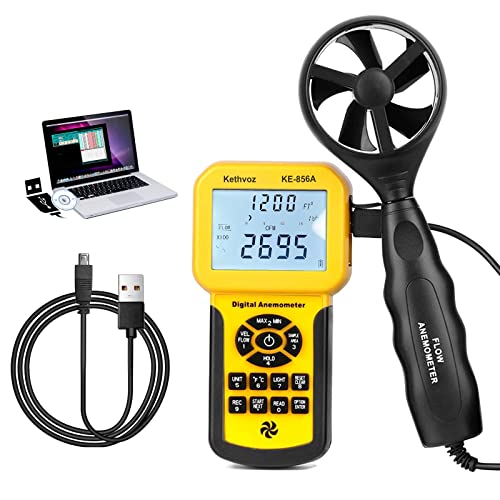 CFM Meter HVAC Anemometer, Kethvoz 856A Air Flow Tester for Duct Dryer Vent