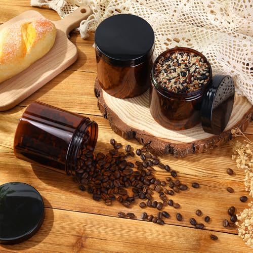 Patelai 4 Pcs Plastic Jars with Lids, Amber, 16 oz, Wide Mouth - color: Amber, size: 16 oz