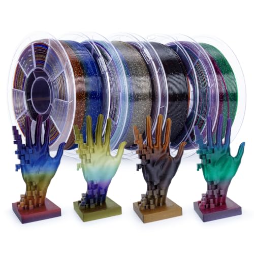 ZIRO Twnkle Fast Color Change PLA 4 Pack Bundle, Galaxy Effect 1KG X 4 PLA - color: Translucent & Glitter-fast Color Change-4pack (Amber, Gemstone Mix, Nebula, Luxury Nightfall)
