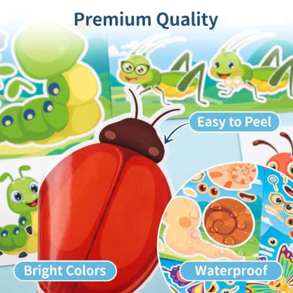 Insect & Spring Stickers 24 Sheets, Kids Crafts & Party Favors - color: Insects