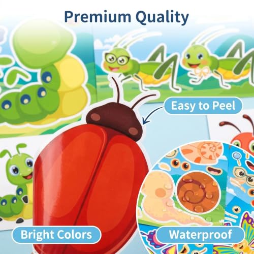 Insect & Spring Stickers 24 Sheets, Kids Crafts & Party Favors - color: Insects
