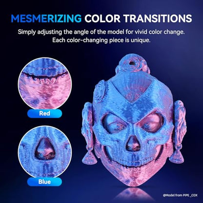 JAYO Silk Dual Color PLA 3D Printer Filament 1.75mm, 1.1kg, Blue-Red - color: Silk Dual Red Blue, size: 1.1KG
