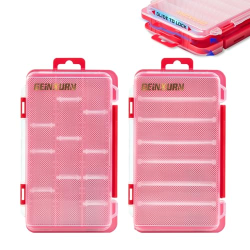 Geinxurn Small Flat Storage Parts Organizer, 2Pcs Red Portable Transparent Plastic Small Parts Tool Box with Removable Dividers, Screwdriver Bit Cases Storage(2 Pieces) - color: Red-02