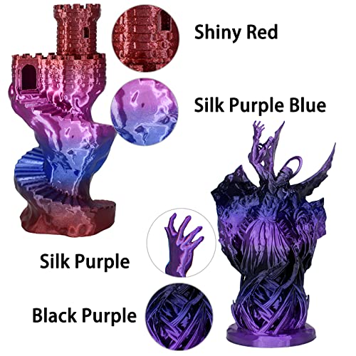 OVV3D PLA 3D Printer Filament Bundle, Shiny PLA Multicolor Pack - color: Black Blue Purple Green