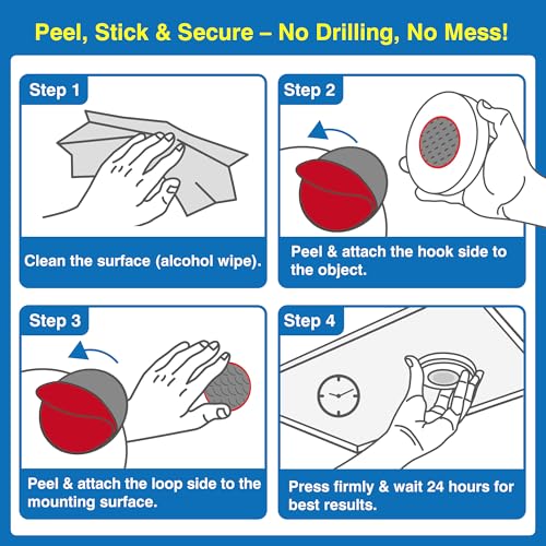 2" Heavy Duty Hook and Loop Circles with Adhesive, 8 Sets - size: 2" x 2"