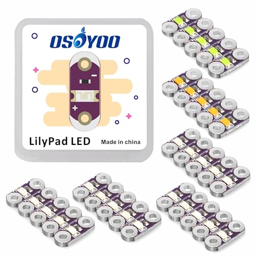 OSOYOO 30x Lilypad LEDs Pink/Red/Yellow/White/Blue/Green for Arduino/Raspberry Pi/Microcontroller