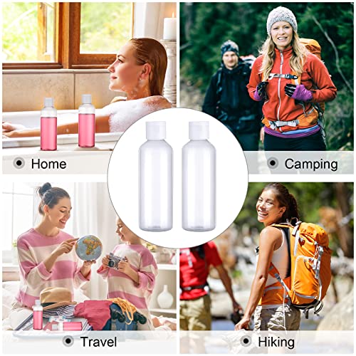 50 Pcs 3.4 oz Clear Plastic Travel Bottles with Flip Cap Funnels