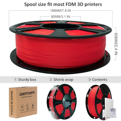 GIANTARM PLA 3D Printer Filament 1.75mm,Red 1kg - color: Red, size: 1kg
