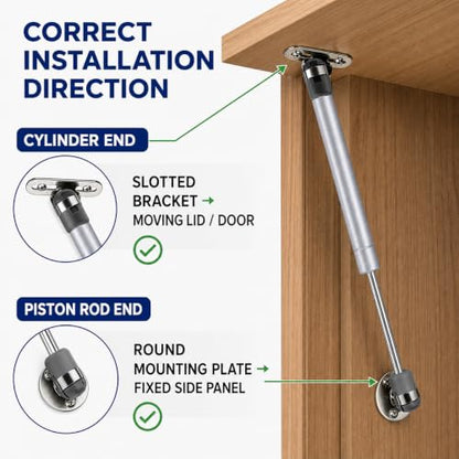 Silver Cabinet Gas Struts Lid Support, 10 Inch, 2 PCS, 120N/26 LB - size: 120N/26 LB