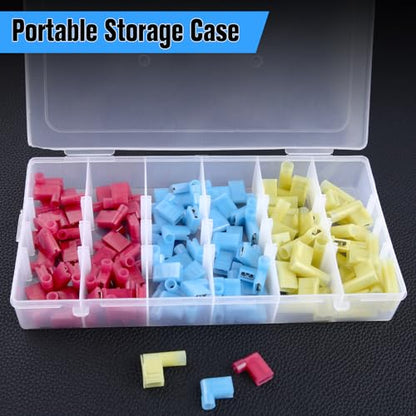 110Pcs Right Angle Spade Connector Kit, with Flag Terminal Crimper - style: Spade Connectors Kit